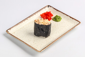 Japanese sushi gunkan with prawn