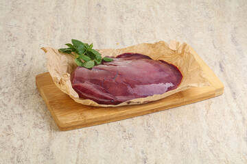 Raw pork liver for cooking