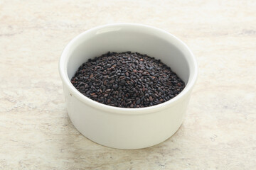 Black sesame seeds in the bowl