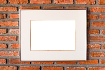 Picture frame on old brick wall background