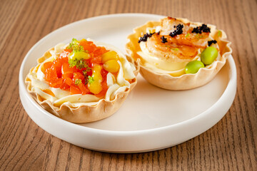 Set of tartlets with various fillings