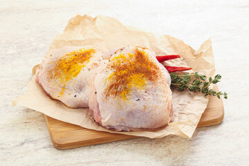 Raw chicken thigh for cooking