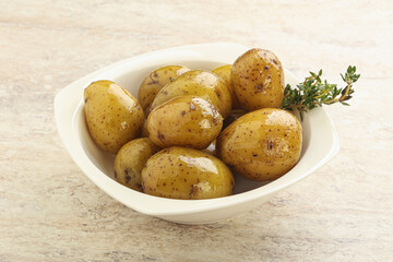 Boiled baby potato in the bowl