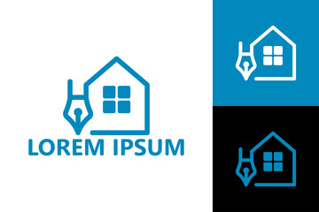 Write pen house logo template design vector