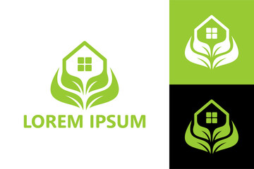 nature leaf house logo template design vector