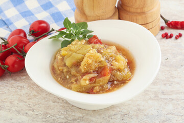 Caucasian Mangal salad with baked vegetables