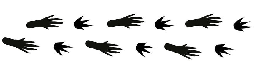 Rat footprint steps. Mouse silhouette paw trail © Yulia Zelinskaya