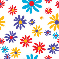 Fototapeta na wymiar Seamless Pattern Background with Simple Flower Design Elements. Illustration