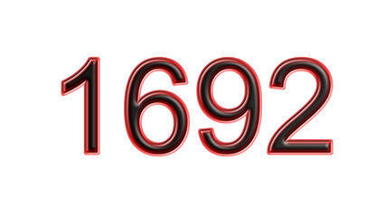 red 1692 number 3d effect white background