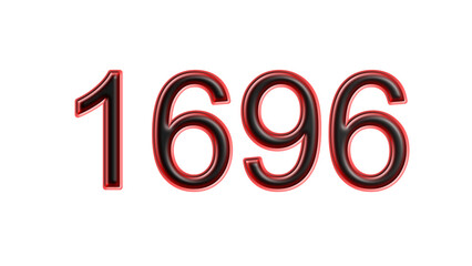 red 1696 number 3d effect white background
