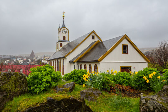 Havnar Kirkja, Church in the center of capital city, Thorhavn, Faroe Islands.