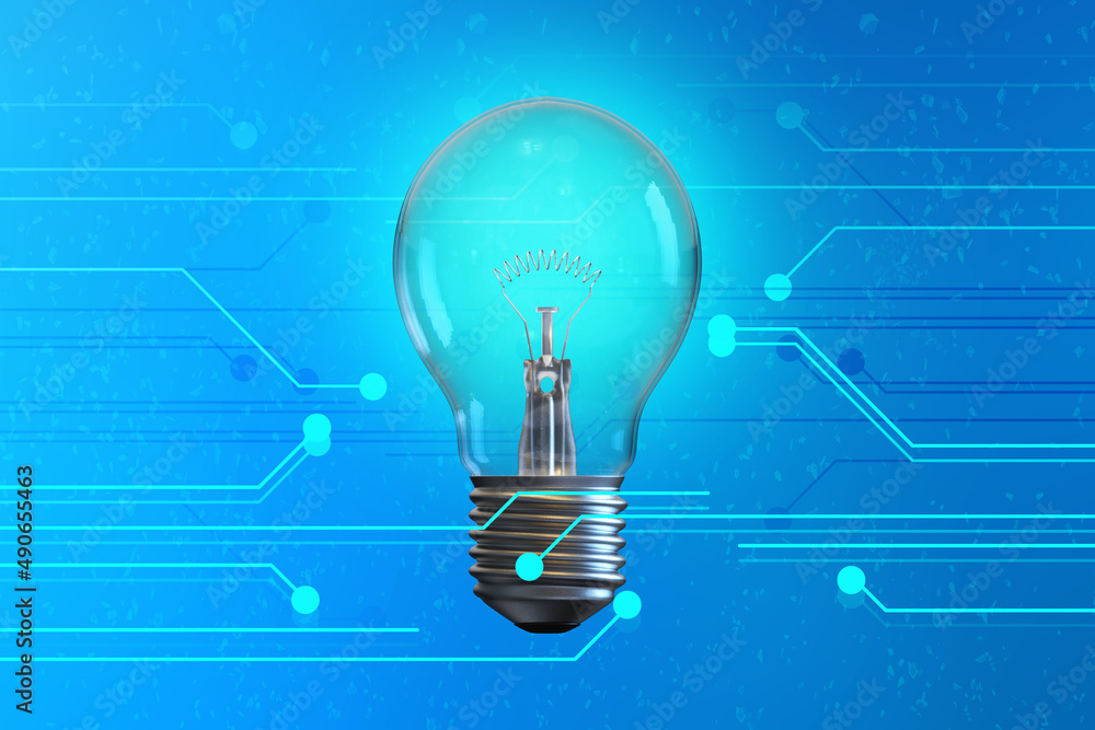 Poster 3d rendering led white lightbulb