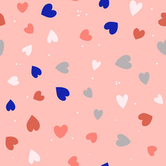 Fototapeta na wymiar Cute Simple Seamless Pattern Love Heart Background. Illustration