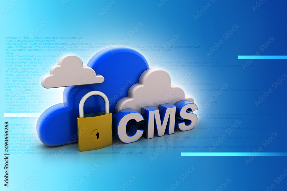 Poster 3d rendering cms cloud lock