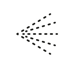 Spray steam icon for water, perfume, paint or deodorant. Scatter gas or aerosol haze. Spray symbol. Steam nozzle flows. Vector illustration isolated on white background.