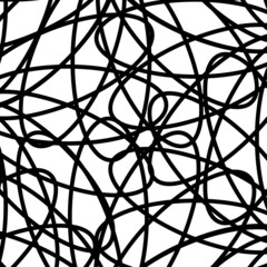 Black and white Abstract Psychedelic Art Background. Illustration.