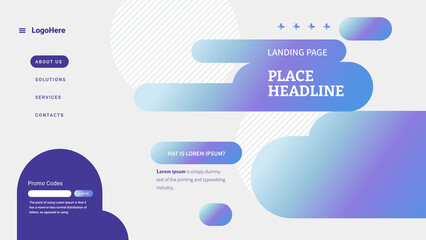 Landing page modern background with Memphis abstract concept