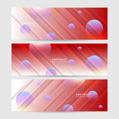 Modern abstract dark red banner background. Set of Gradient circle light white and red colorful Abstract wide banner design background