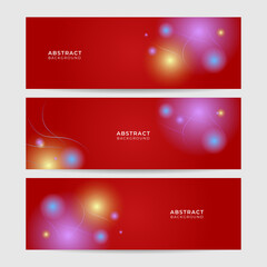 Modern abstract dark red banner background. Set of Beautiful circle light red colorful Abstract wide banner design background