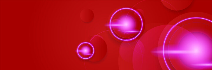Modern abstract dark red banner background. Gradient circle light red pink colorful Abstract wide banner design background