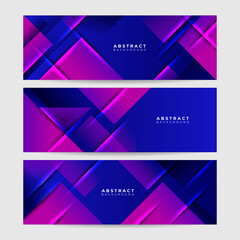 Fototapeta premium Set of modern abstract dark blue banner background. Vector illustration template with pattern. Design for technology, business, corporate, institution, party, festive, seminar, and talks.