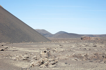 Landscape near El Cuervo volcano at Lanzarote island, Canary Islands