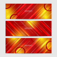 Modern abstract dark red orange yellow banner background. Set of Gradient light red yellow colorful Abstract wide banner design background