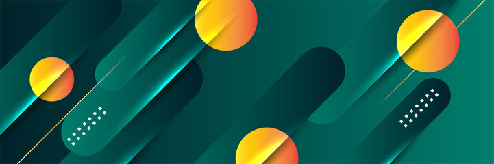 Modern abstract dark green orange banner background. Vector abstract graphic design banner pattern background template.