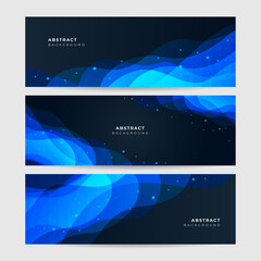 Fototapeta na wymiar Set of modern abstract dark blue banner background. Vector illustration template with pattern. Design for technology, business, corporate, institution, party, festive, seminar, and talks.