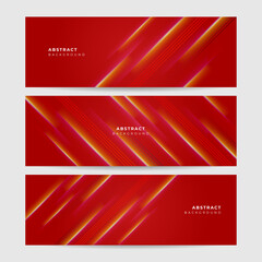 Fototapeta premium Modern abstract dark red orange yellow banner background. Set of light line red colorful Abstract wide banner design background