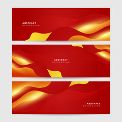 Modern abstract dark red orange yellow banner background. Set of wave light red and yellow colorful Abstract wide banner design background