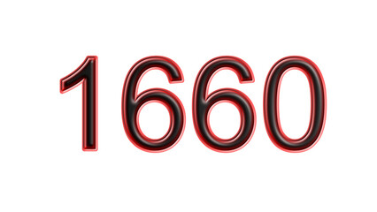 red 1660 number 3d effect white background
