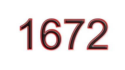 red 1672 number 3d effect white background