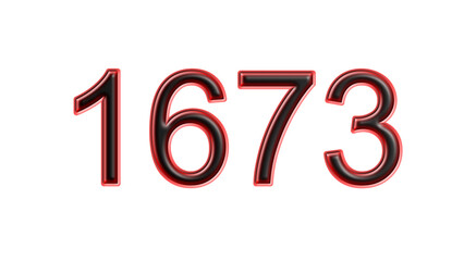 red 1673 number 3d effect white background