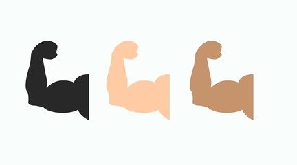 Muscle Icon Set. Vector isolated set of flat illustrations of biceps flex