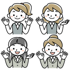 OKサインをする制服を着た若い女性