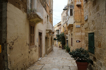 Historical street in Vittoriosa-Birgu, Malta 