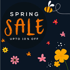 Spring sale banner with beautiful colorful flower. Can be used for template, banners, wallpaper, flyers, invitation, posters, brochure, voucher discount.