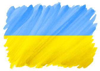 flag of urkraine painted with blue and yellow watercolor