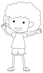 A boy black and white doodle character