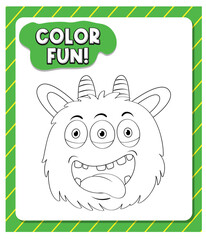 Worksheets template with color fun! text and monster  outline