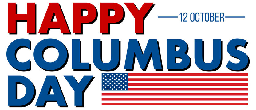 Happy Columbus day banner with American flag