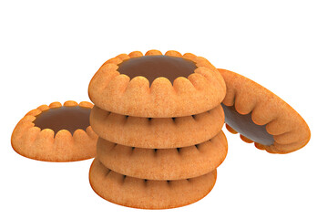 chocolate filled biscuits. 3D illustrations