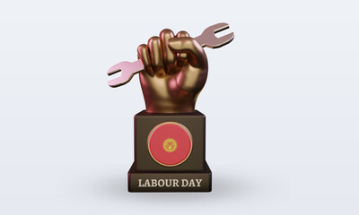3d labour day Kyrgyzstan flag rendering front view