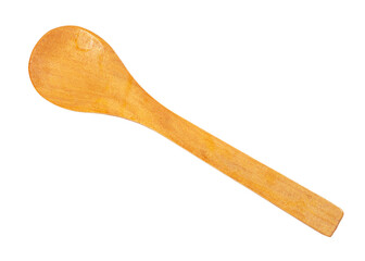 Top view of blank wooden spoon isolated on white background.