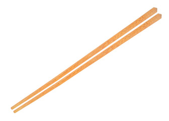 Wooden chopsticks isolated on white background.