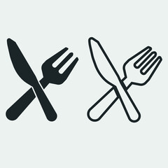 Knife and folk set vector icon illustration sign