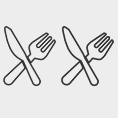 Knife and folk set vector icon illustration sign