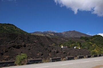Italy, Sicily: Glimpses of the Etna volcano.