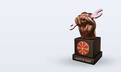 3d labour day North Macedonia flag rendering right view